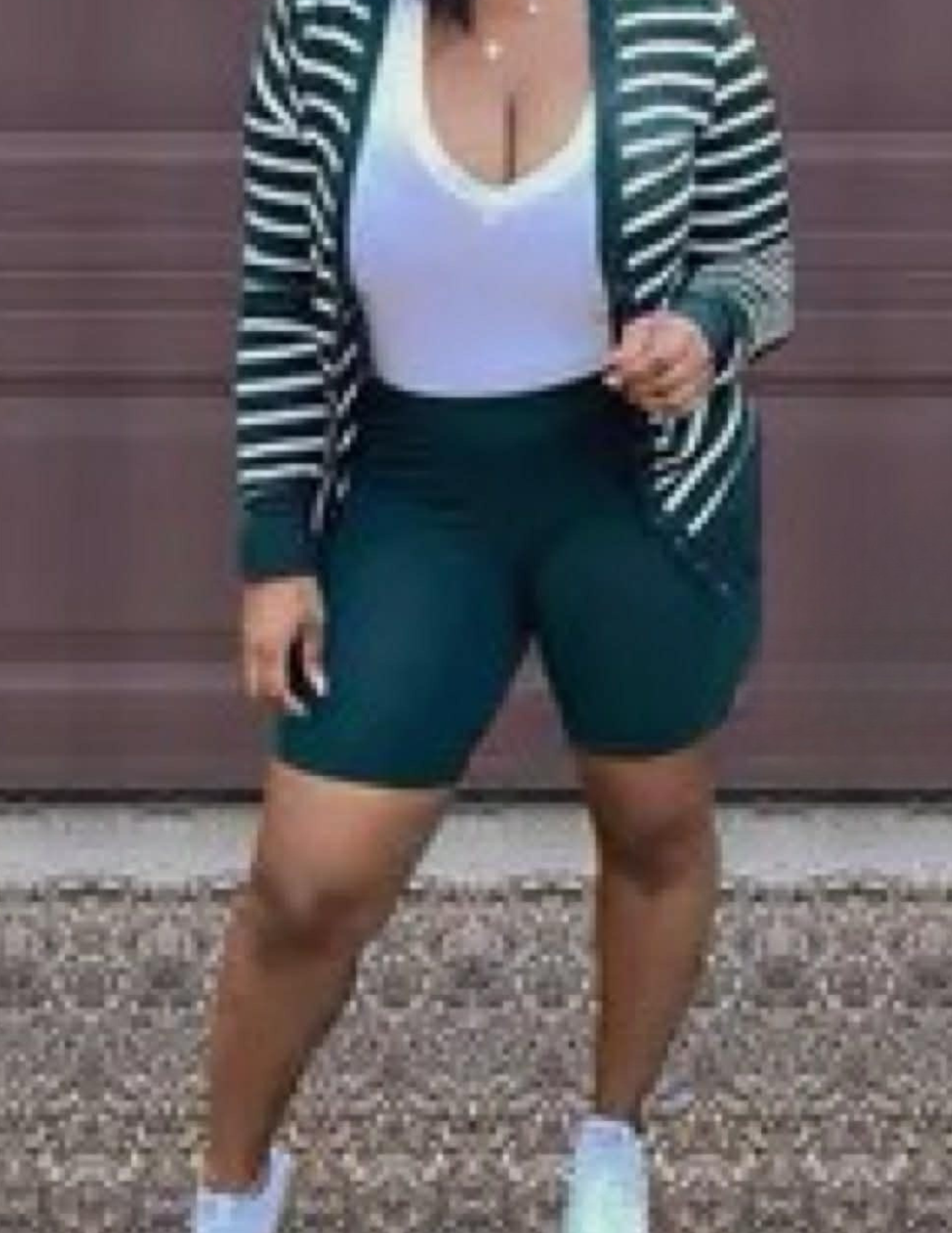 Green and White Sweater